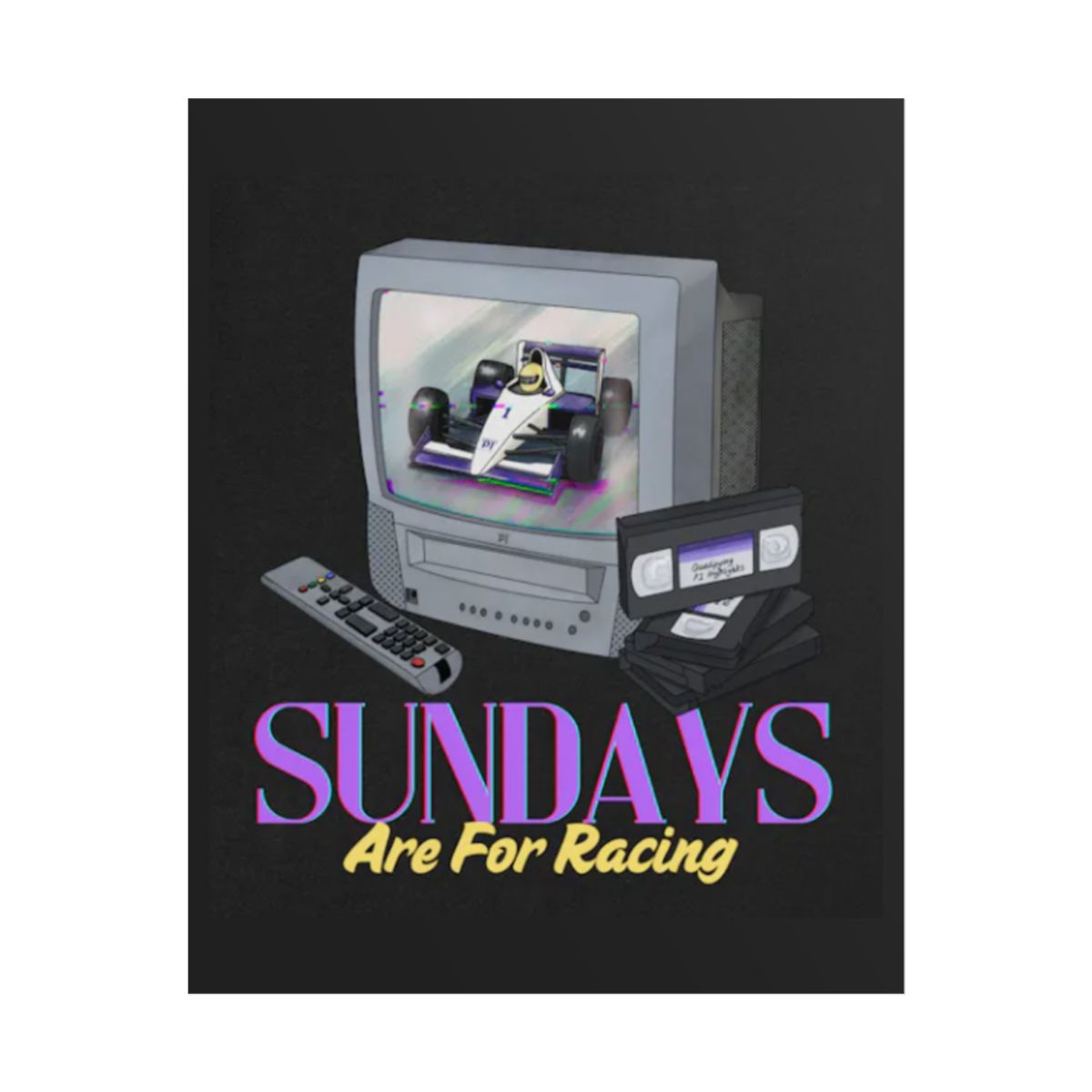 Sundays Are For Racing Poster | Retro TV Racing Art Print | Matt & Tommy P1