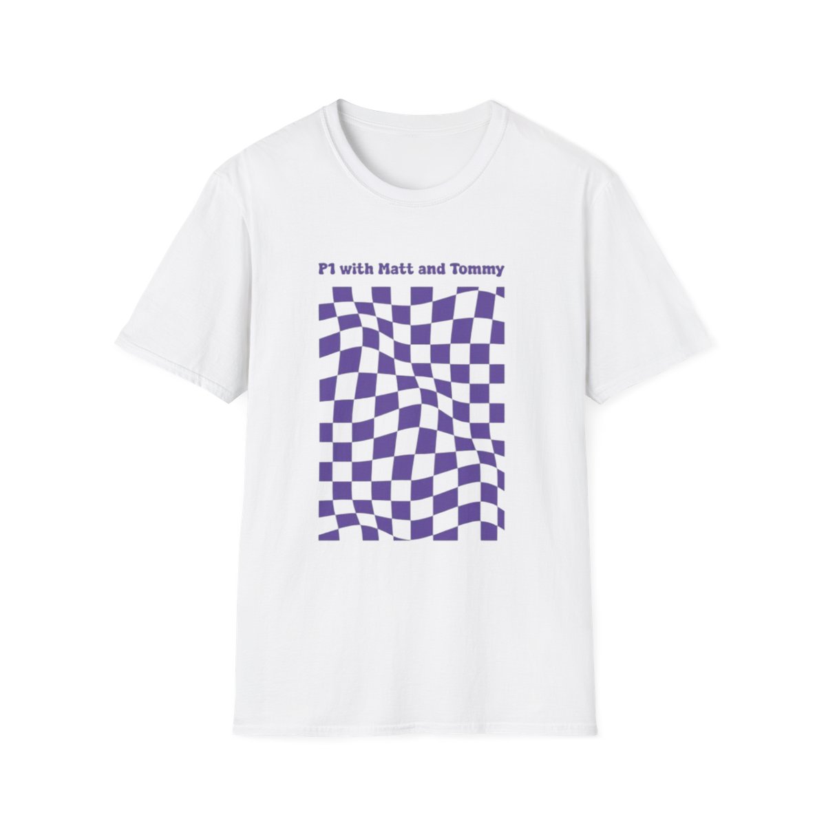 P1 with Matt and Tommy Wavy Checkerboard T-Shirt | Purple Graphic Tee | Matt & Tommy P1