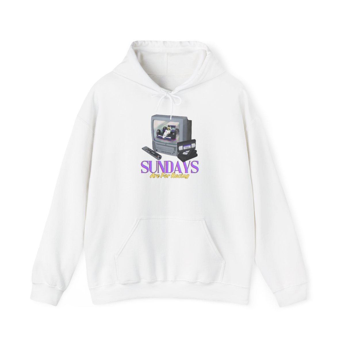 Retro VCR Sundays hoodie | vintage TV aesthetic, pastel purple text | Matt & Tommy P1