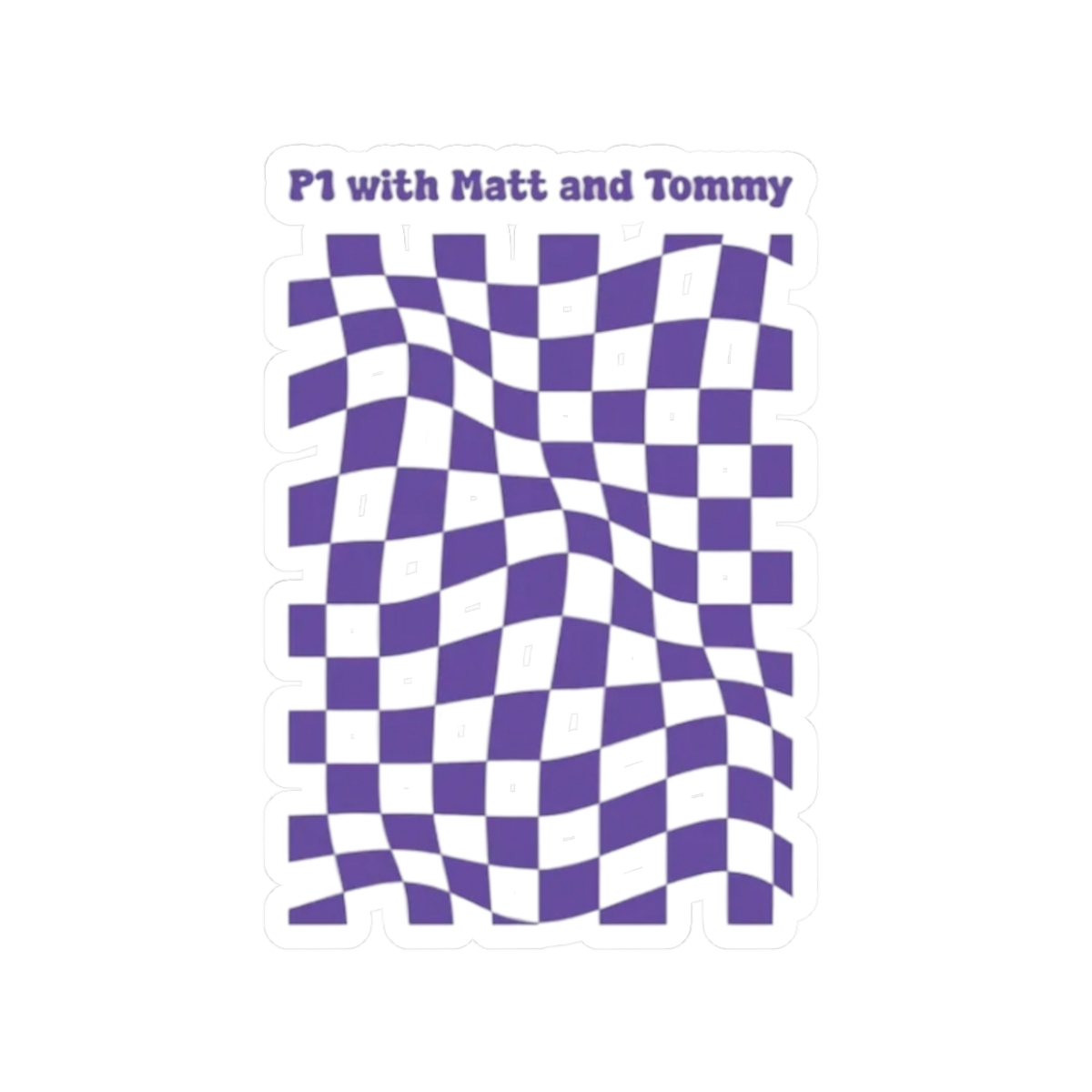 Warped Purple Checkerboard Sticker | Kiss-Cut Vinyl Sticker | Matt & Tommy P1