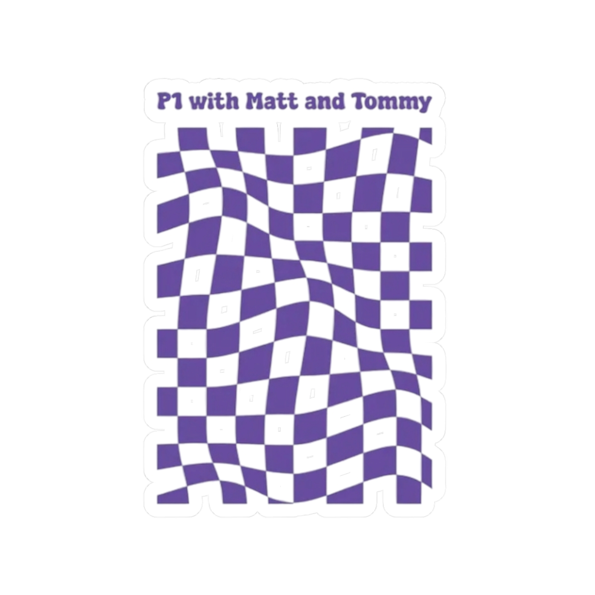 Warped Purple Checkerboard Sticker | Kiss-Cut Vinyl Sticker | Matt & Tommy P1
